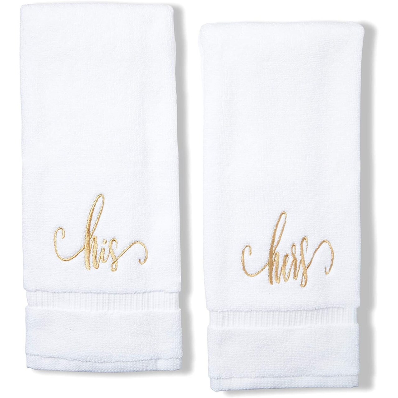 Monogrammed Hand Towels for Wedding, His and Hers (White, 16 x 30 in, Set of 2)